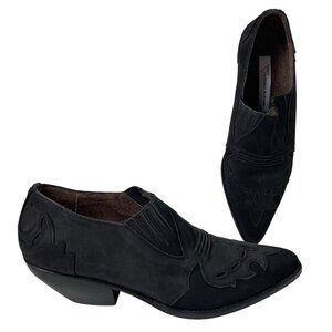 Vtg 90s Guess Womens 8.5 Ankle Boots Booties Black Suede Leather in Box Marciano